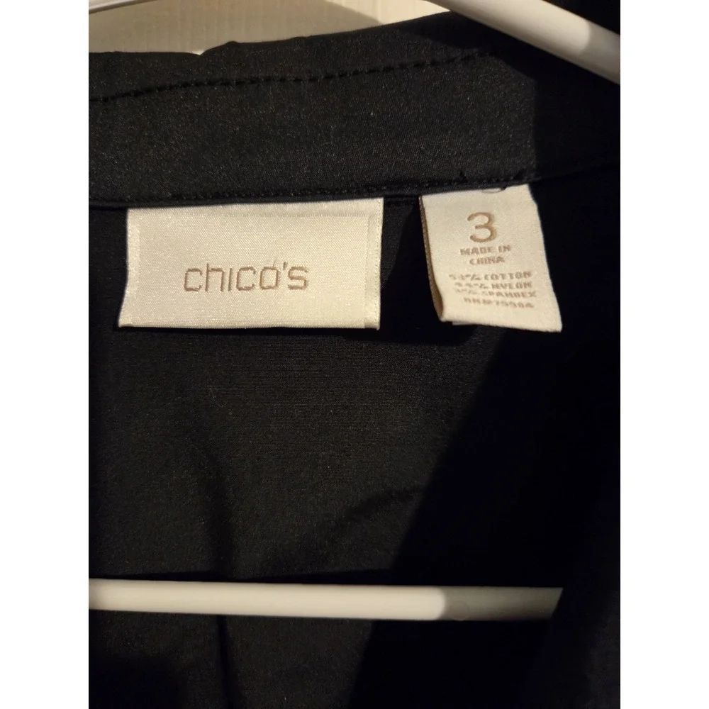 Chicos Jacket Zip‎ Up Size 3 US XL Zip Pockets Zip
